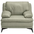 SESSEL in Echtleder Taupe  - Taupe/Schwarz, Design, Leder/Metall (115/92/98cm) - Novel