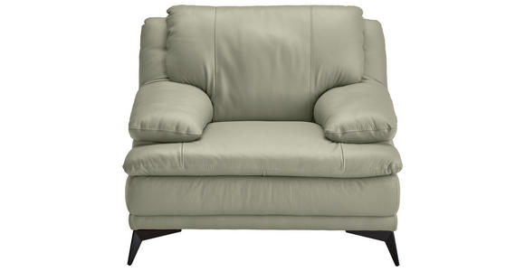 SESSEL in Echtleder Taupe  - Taupe/Schwarz, Design, Leder/Metall (115/92/98cm) - Novel