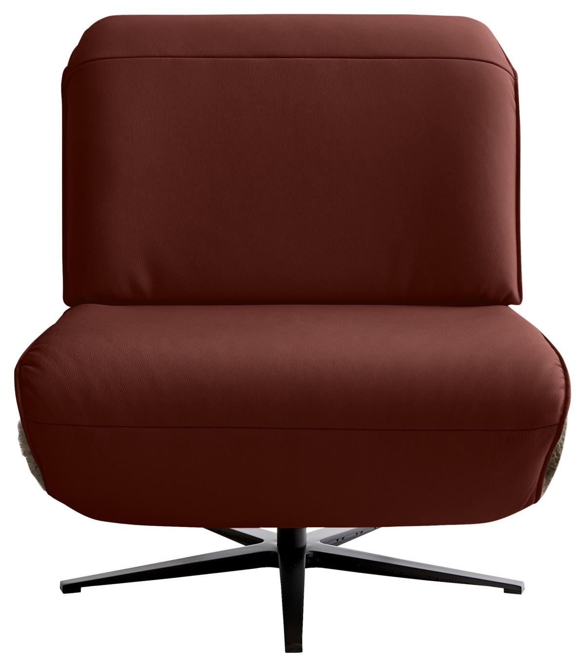 SESSEL Hochflor Echtleder Braun, Rot  - Rot/Schwarz, Design, Leder/Textil (84/65/91cm) - Koinor