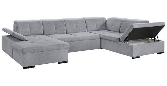 WOHNLANDSCHAFT Grau Chenille  - Grau, KONVENTIONELL, Kunststoff/Textil (240/340/188cm) - Carryhome