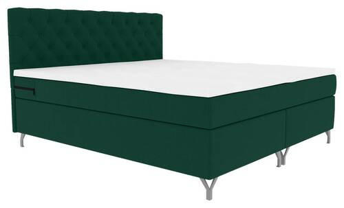BOXSPRINGBETT 140/200 cm  in Dunkelgrün  - Chromfarben/Dunkelgrün, Konventionell, Textil/Metall (140/200cm) - Carryhome
