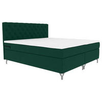 BOXSPRINGBETT 140/200 cm  in Dunkelgrün  - Chromfarben/Dunkelgrün, Konventionell, Textil/Metall (140/200cm) - Carryhome