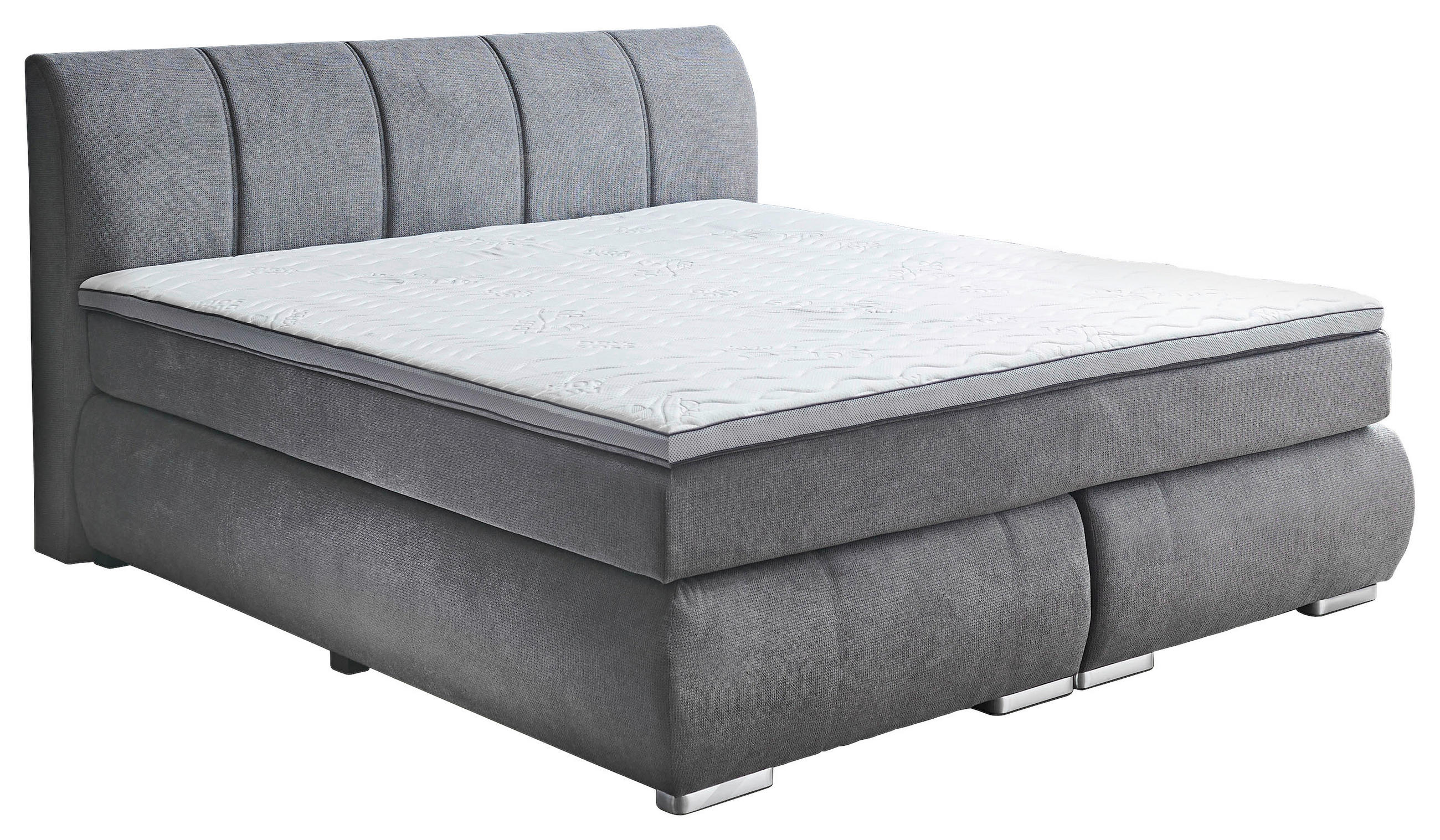 BOXSPRINGBETT 180/200 cm  in Grau  - Chromfarben/Grau, KONVENTIONELL, Kunststoff/Textil (180/200cm) - Carryhome