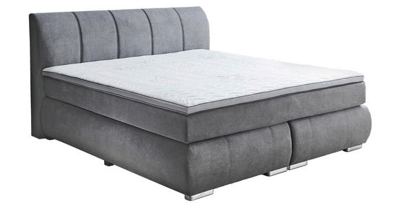 BOXSPRINGBETT 180/200 cm in Grau - Chromfarben/Grau, KONVENTIONELL, Kunststoff/Textil (180/200cm) - Carryhome