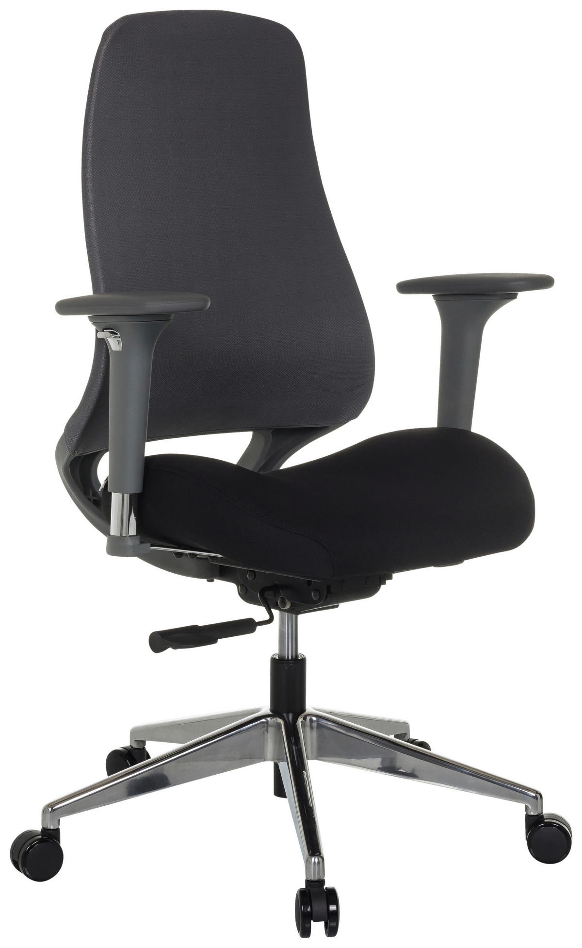 OTOČNÁ ŽIDLE, plochá tkanina, černá - šedá/barvy stříbra, Moderní, kov/textil (64/110 - 119/65cm) - MID.YOU