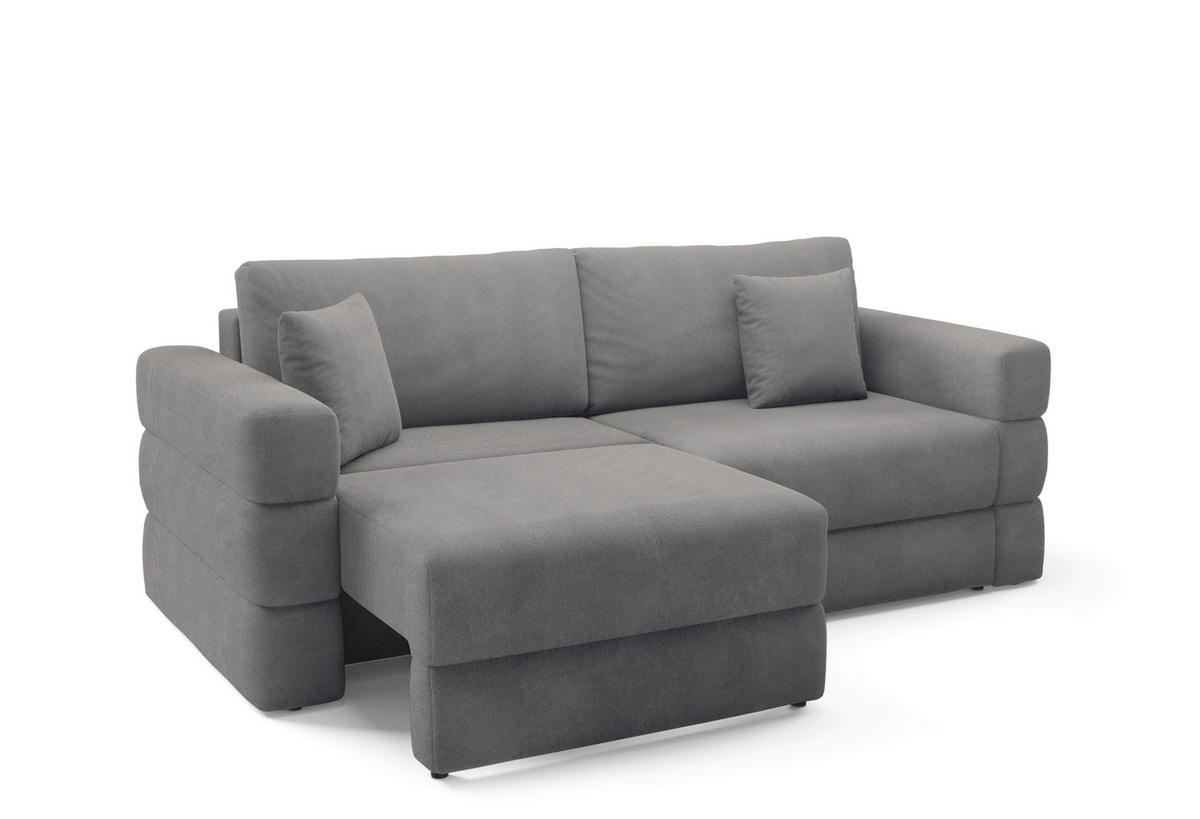 SCHLAFSOFA TERAZZO  mit Webstoff Dunkelgrau  - Dunkelgrau/Schwarz, Design, Kunststoff/Textil (254/93/167cm) - Livetastic