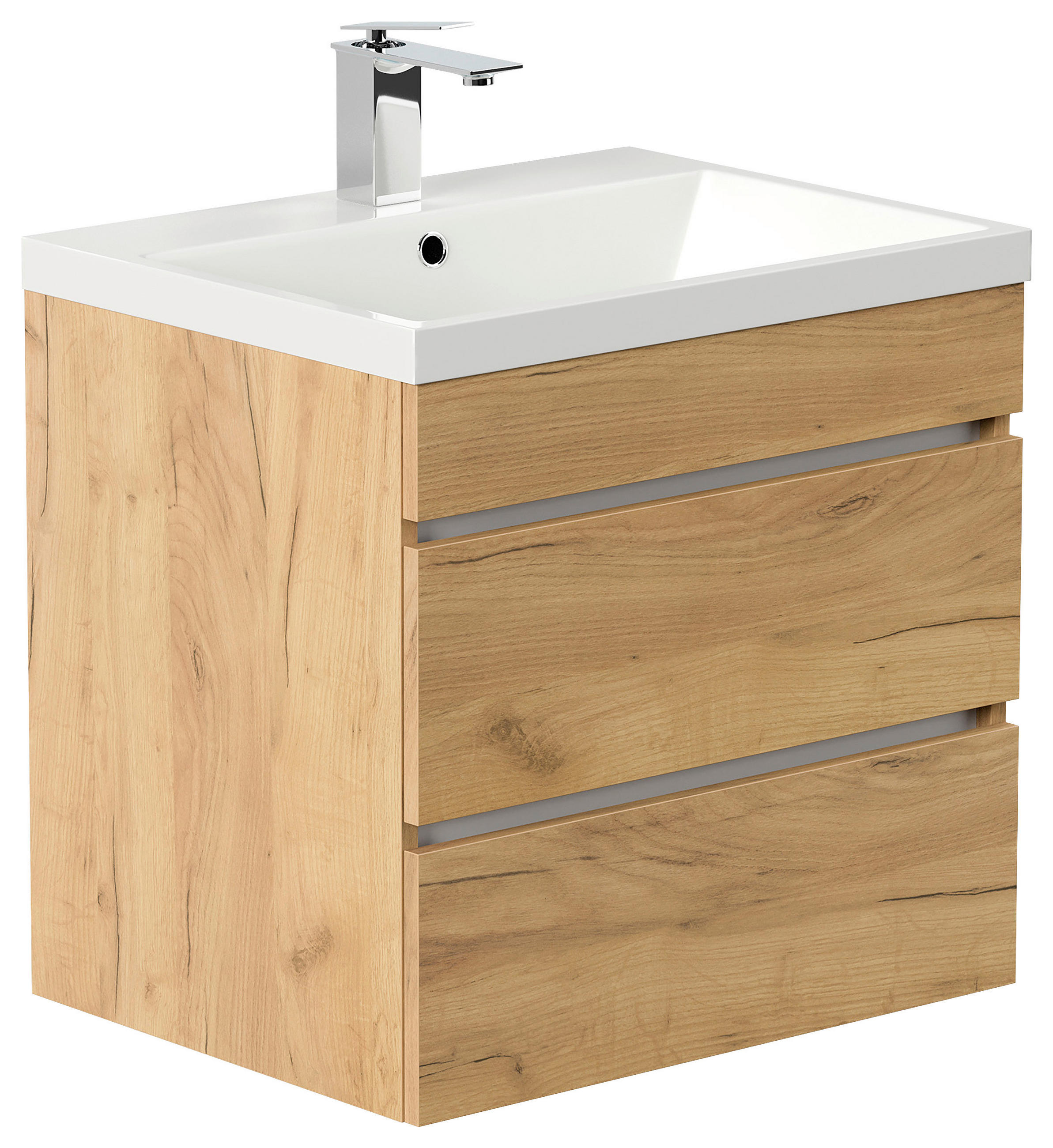 WASCHTISCHKOMBI 60 cm  - Eichefarben/Weiß, Basics, Keramik/Holzwerkstoff (60cm) - MID.YOU