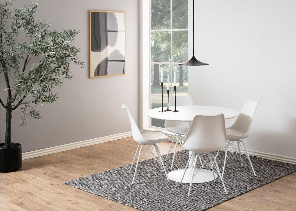 ESSTISCH in Metall, Holzwerkstoff 110/110/76 cm  - Weiß, Design, Holzwerkstoff/Metall (110/110/76cm) - MID.YOU