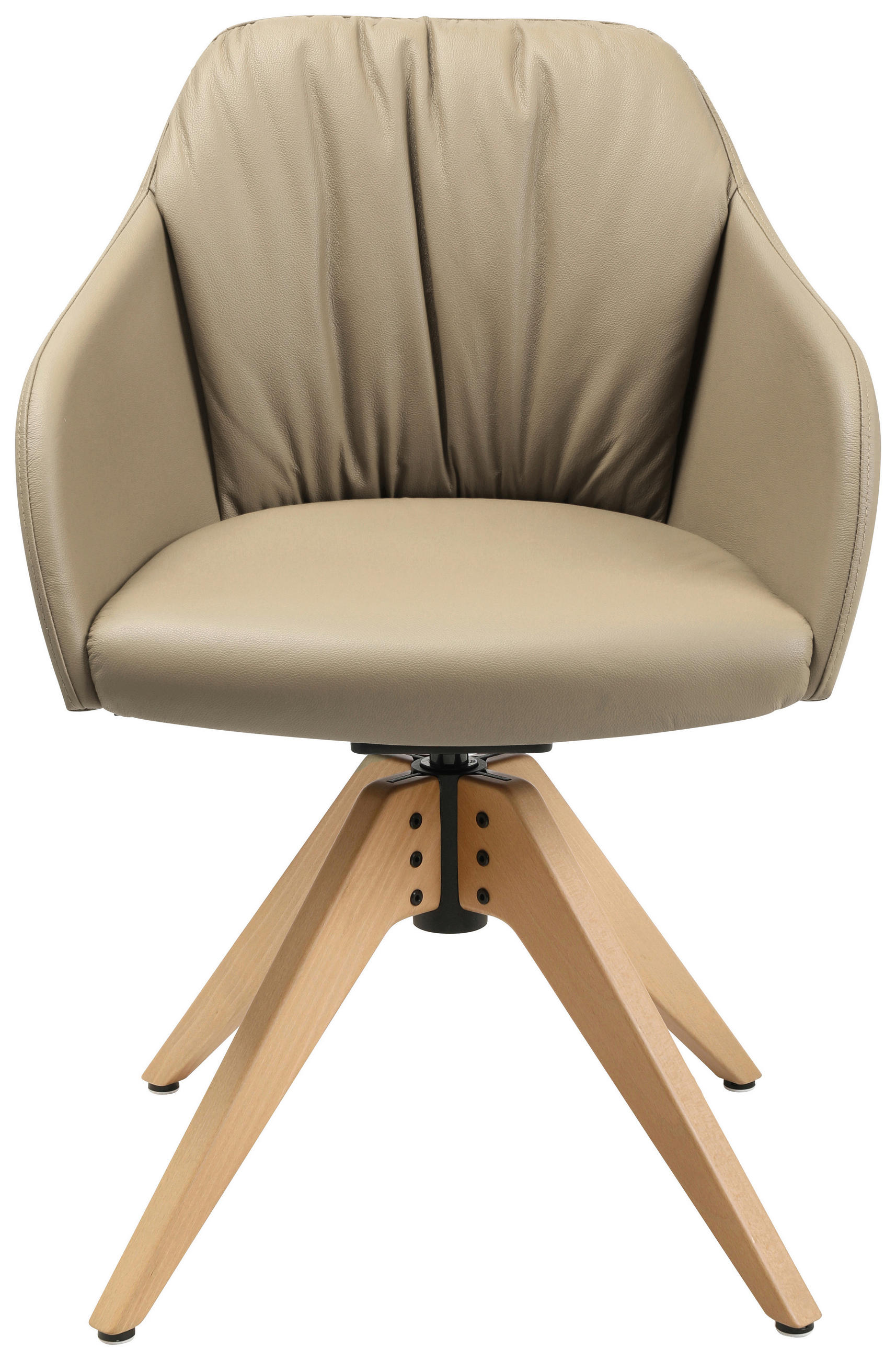 ARMLEHNSTUHL  in Echtleder pigmentiert  - Eichefarben/Beige, Design, Leder/Holz (58/82,5-85,2/60cm) - Johann Jakob