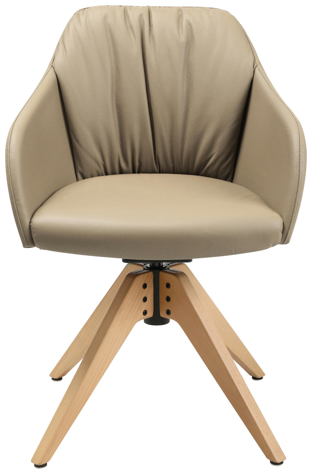 ARMLEHNSTUHL  in Echtleder pigmentiert  - Eichefarben/Beige, Design, Leder/Holz (58/82,5-85,2/60cm) - Johann Jakob