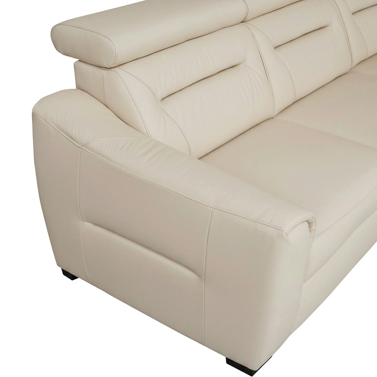 ECKSOFA Lederlook Echtleder Creme  - Wengefarben/Creme, Design, Leder/Holz (212/260cm) - Celina Home