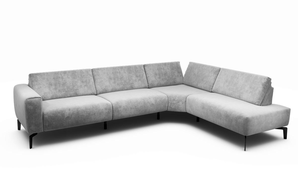 ECKSOFA Cosy Hellgrau Samt  - Hellgrau/Schwarz, Design, Textil/Metall (296/213cm) - SENSOO
