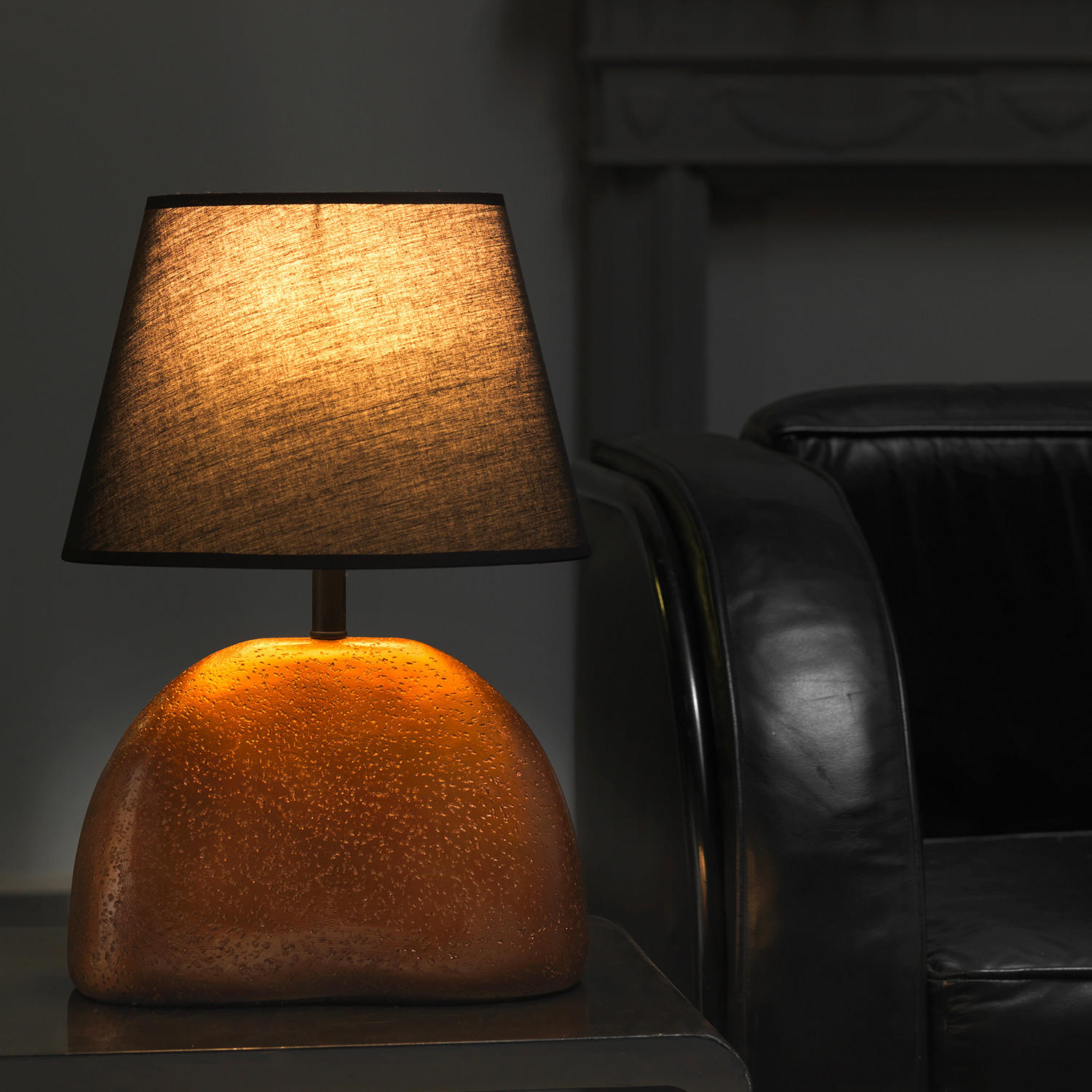 TISCHLEUCHTE 30/20/45 cm   - Schwarz/Bronzefarben, Design, Keramik/Textil (30/20/45cm)