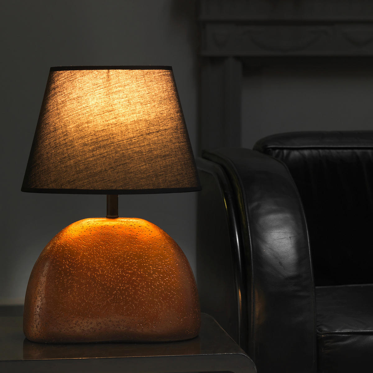 STOLNÍ LAMPA, E27, 30/20/45 cm - černá/bronzová, Design, textil/keramika (30/20/45cm)