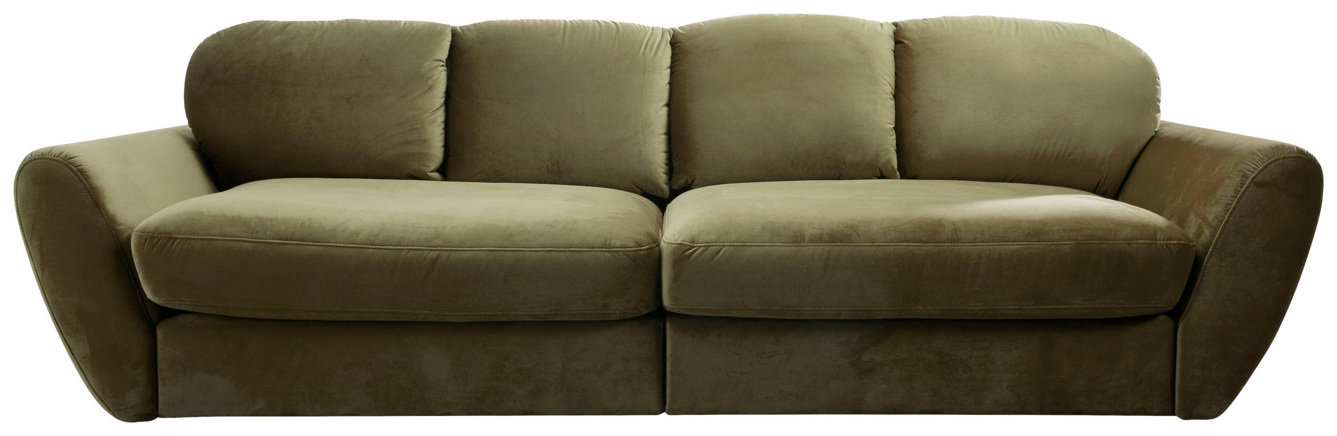 BIGSOFA Flachgewebe Olivgrün  - Schwarz/Olivgrün, MODERN, Kunststoff/Textil (290/96/113cm) - Cantus