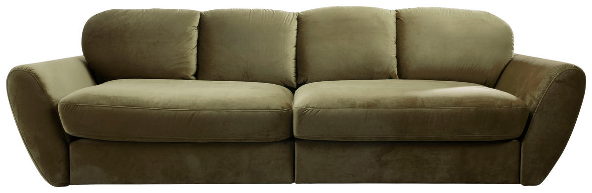 BIGSOFA in Flachgewebe Olivgrün  - Schwarz/Olivgrün, Modern, Kunststoff/Textil (290/96/113cm) - Sit & More