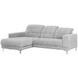 ECKSOFA in Webstoff Hellgrau  - Chromfarben/Hellgrau, Design, Textil/Metall (187/260cm) - Xora