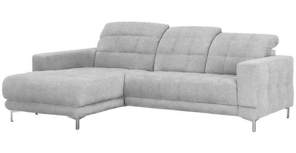 ECKSOFA in Webstoff Hellgrau  - Chromfarben/Hellgrau, Design, Textil/Metall (187/260cm) - Xora