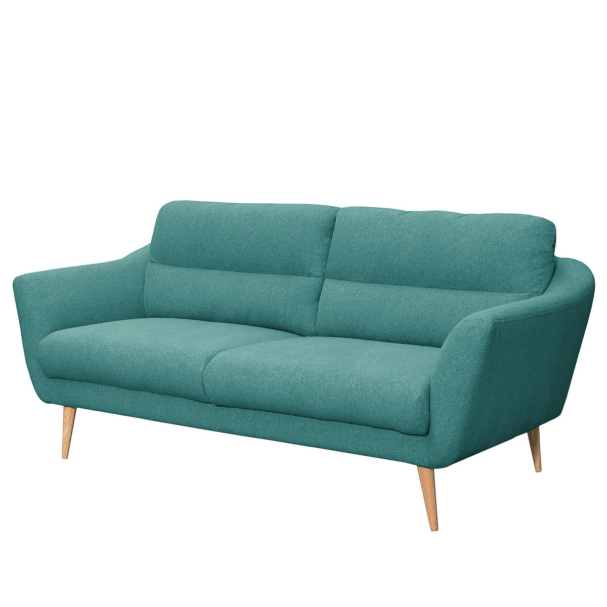 2,5-SITZER Webstoff Türkis  - Türkis/Buchefarben, Design, Holz/Textil (187/87/88cm) - Livetastic