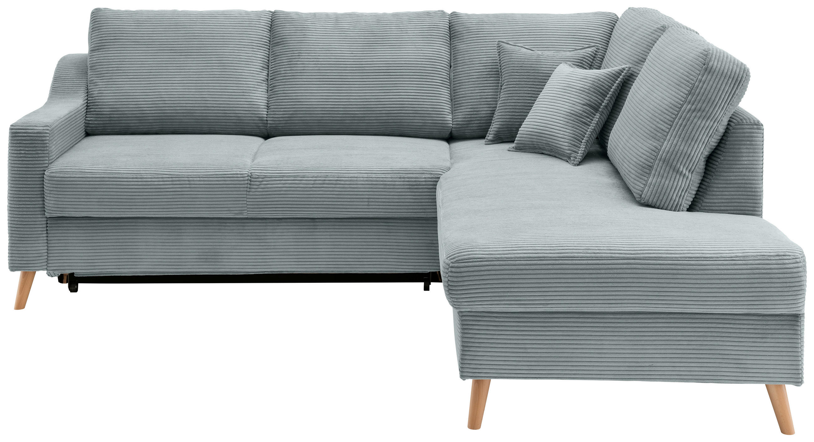 ECKSOFA in Cord Hellblau - Naturfarben/Hellblau, Modern, Holz/Textil (230/200cm) - Livetastic