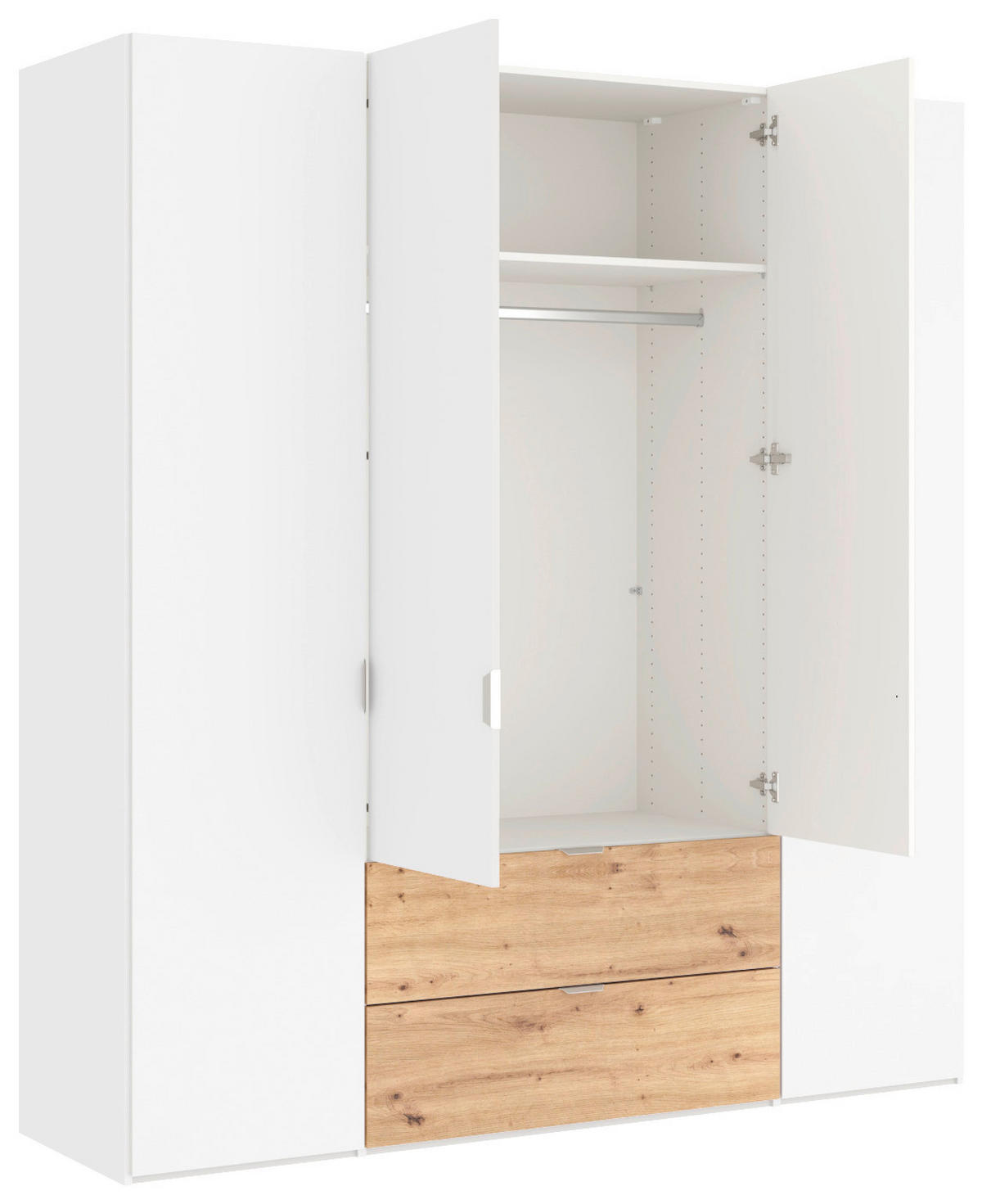 DREHTÜRENSCHRANK  in Weiß, Eiche Artisan  - Edelstahlfarben/Weiß, KONVENTIONELL, Holzwerkstoff/Metall (203/220/59cm) - Jutzler