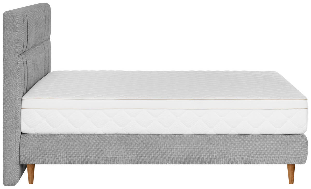 BOXSPRINGBETT - Eichefarben/Grau, MODERN, Holz/Textil (180/200cm) - Welnova