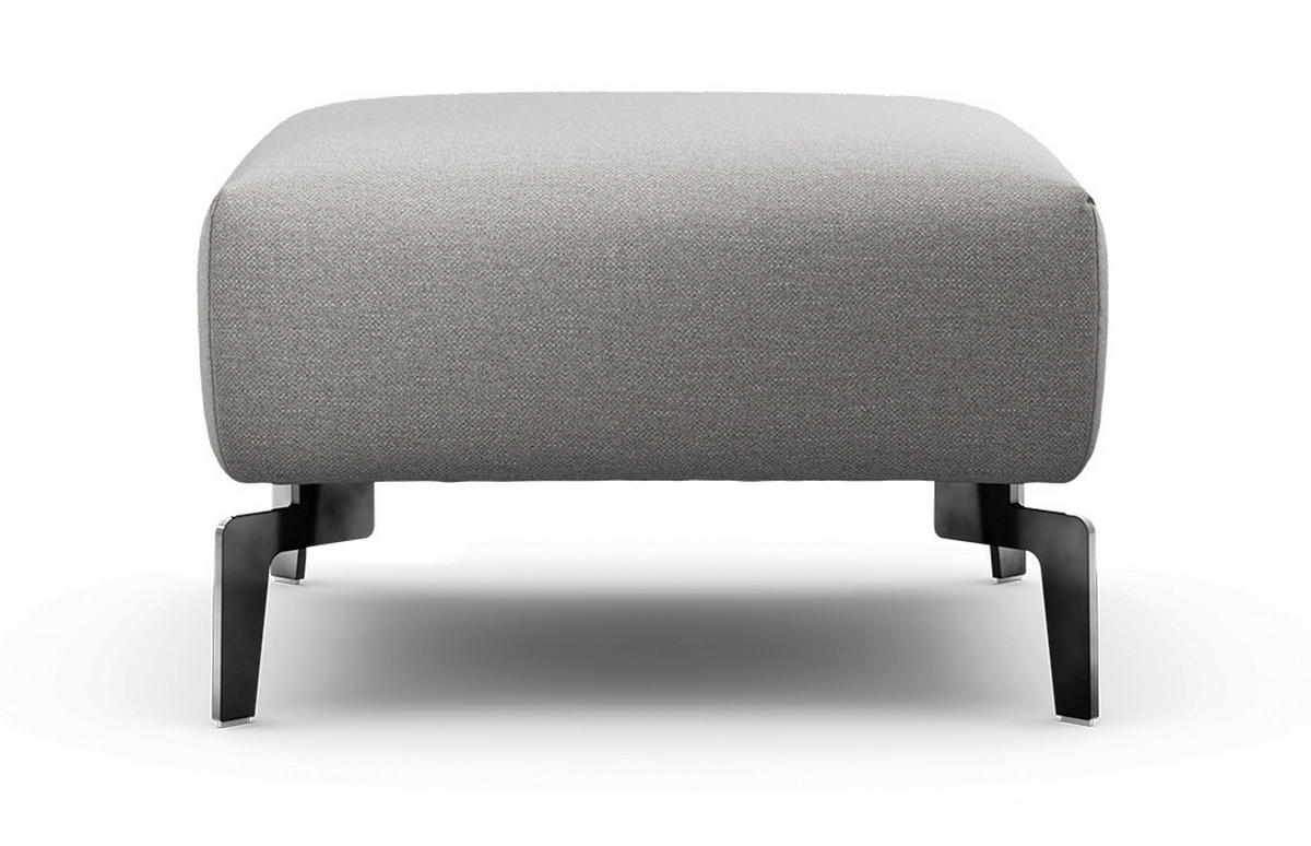 HOCKER Chenille Hellgrau  - Hellgrau/Schwarz, Design, Textil/Metall (70/70/46cm) - SENSOO