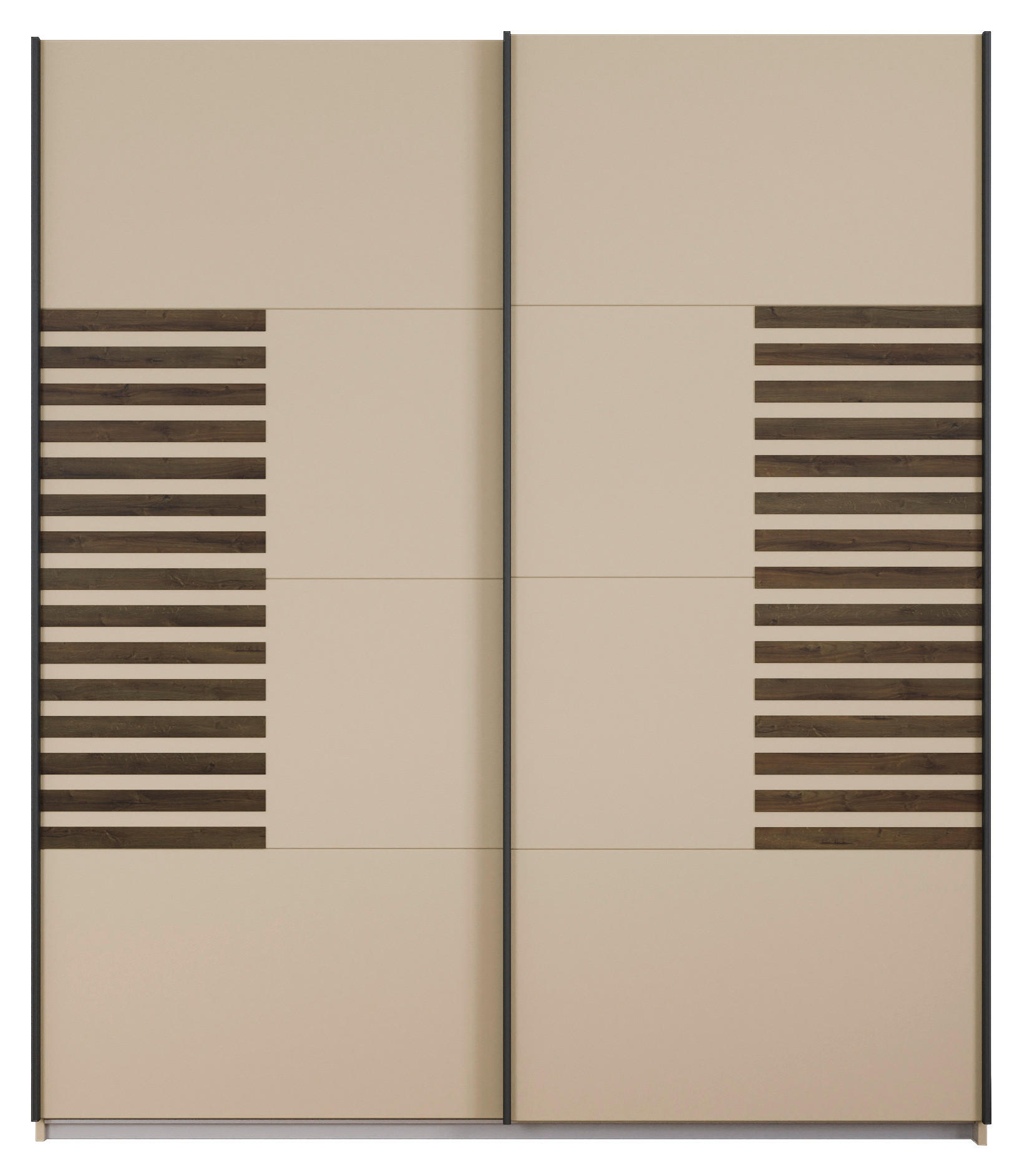 GARDEROB MED SKJUTDÖRRAR 181/210/62 cm 2-dörrar - mörk ek/champagne, Modern, metall/trämaterial (181/210/62cm) - Rauch Möbel