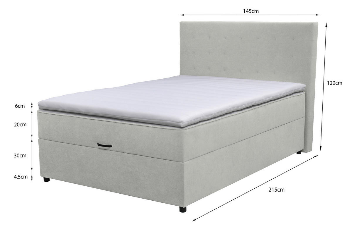 BOXBETT 100/200 cm  in Hellgrau  - Hellgrau/Schwarz, Konventionell, Kunststoff/Textil (100/200cm) - Moderano