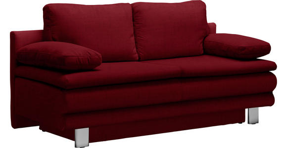 SCHLAFSOFA Bruno in Dunkelrot  - Chromfarben/Dunkelrot, Design, Textil/Metall (194/96/86cm) - Novel