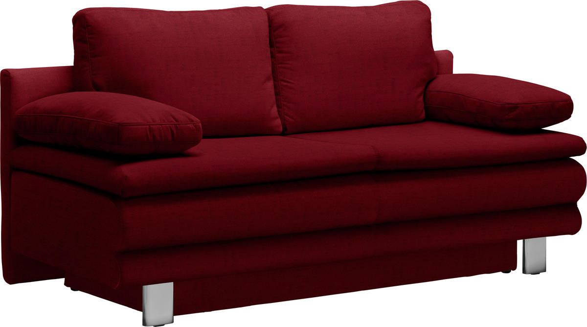 SCHLAFSOFA Bruno in Dunkelrot  - Chromfarben/Dunkelrot, Design, Textil/Metall (194/96/86cm) - Novel
