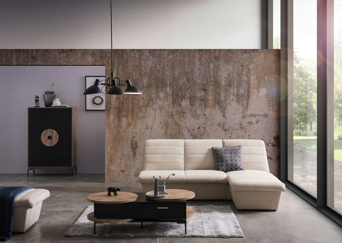ECKSOFA in Webstoff Creme  214/168 cm  - Creme/Schwarz, Design, Kunststoff/Textil (214/168cm) - LOOKS by W.Joop