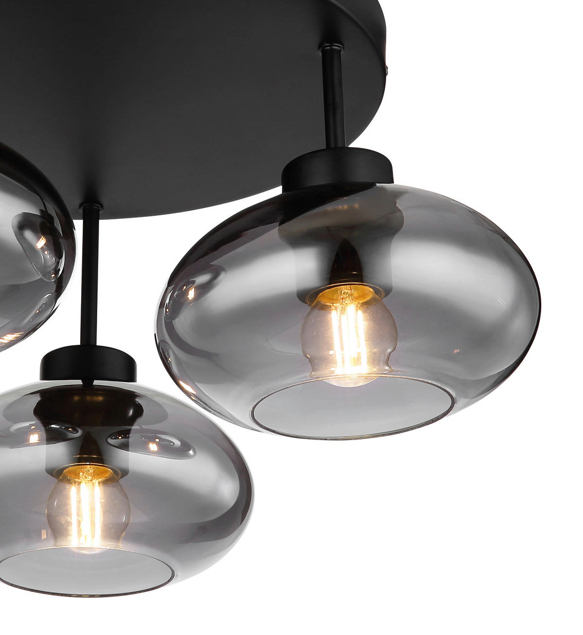 DECKENLEUCHTE 40/24 cm   - Schwarz, Design, Glas/Metall (40/24cm) - Globo