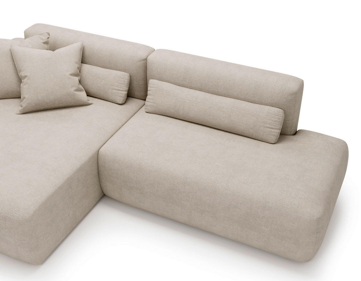 ECKSOFA REVE in Chenille Beige  160/284 cm  - Beige/Schwarz, Design, Kunststoff/Textil (160/284cm) - Livetastic