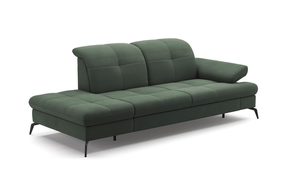 RÉCAMIERE Grün Flachgewebe  - Schwarz/Grün, KONVENTIONELL, Textil/Metall (231/90/122cm) - Sit & More