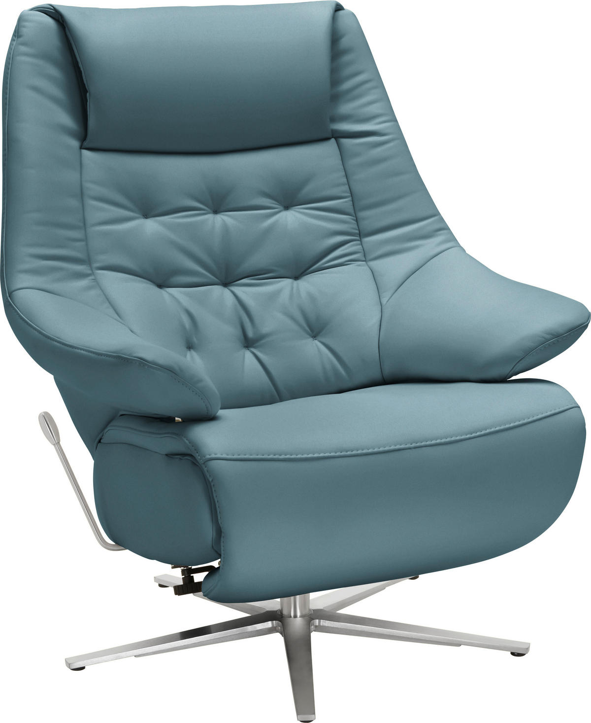 RELAXSESSEL in Leder Grau  - Alufarben/Grau, Design, Leder/Metall (84/104/81cm) - Valdera