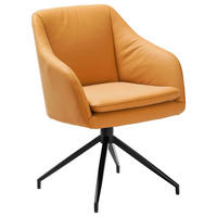 ARMLEHNSTUHL  in Eisen Echtleder pigmentiert  - Cognac/Schwarz, Design, Leder/Metall (61/83/61.5cm) - Cassando