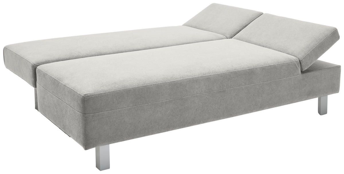 SCHLAFSOFA  mit Stoffauswahl, Schlafen auf Sitzhöhe, Armteil rechts Flachgewebe Hellgrau  - Chromfarben/Hellgrau, Design, Holz/Textil (205/77-93/99cm) - Novel