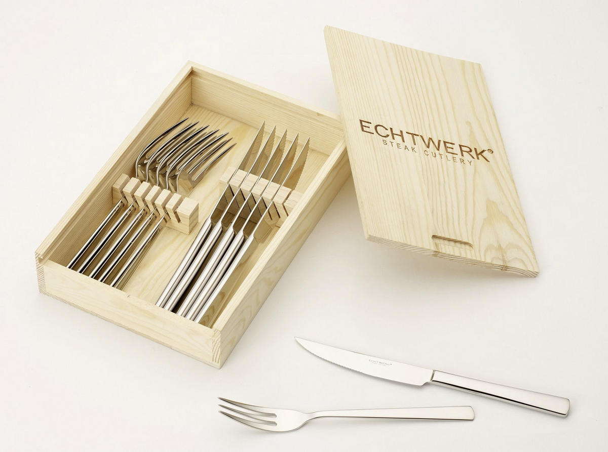 STEAKBESTECK 12-teilig  - Edelstahlfarben, Trend, Metall - Echtwerk