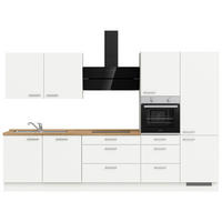 KÜCHENBLOCK 330 cm   in Weiß, Eichefarben  - Edelstahlfarben/Eichefarben, MODERN, Holzwerkstoff/Metall (330cm) - Nobilia