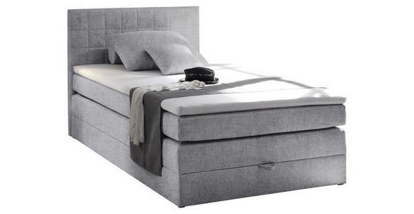 BOXSPRINGBETT 140/200 cm  in Hellgrau  - Hellgrau/Schwarz, Design, Kunststoff/Textil (140/200cm) - Xora