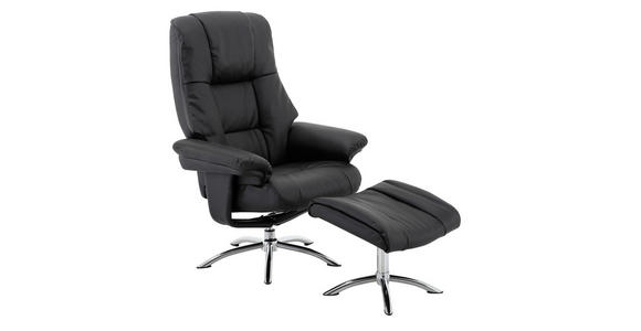 RELAXSESSELSET in Metall, Textil, Leder Schwarz, Chromfarben - Chromfarben/Schwarz, Design, Leder/Textil (78/98(114)/86(113)cm) - Cantus