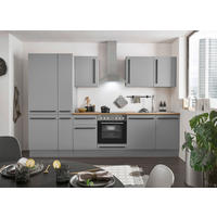 KÜCHENBLOCK 310 cm   in Grau, Eichefarben  - Eichefarben/Schwarz, Design, Holzwerkstoff/Kunststoff (310cm) - MID.YOU