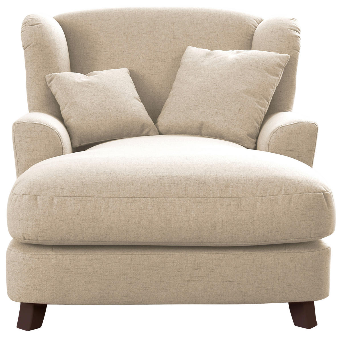 XXL-SESSEL in Flachgewebe Ecru  - Ecru/Dunkelbraun, Modern, Textil (109/104/145cm) - Sit & More