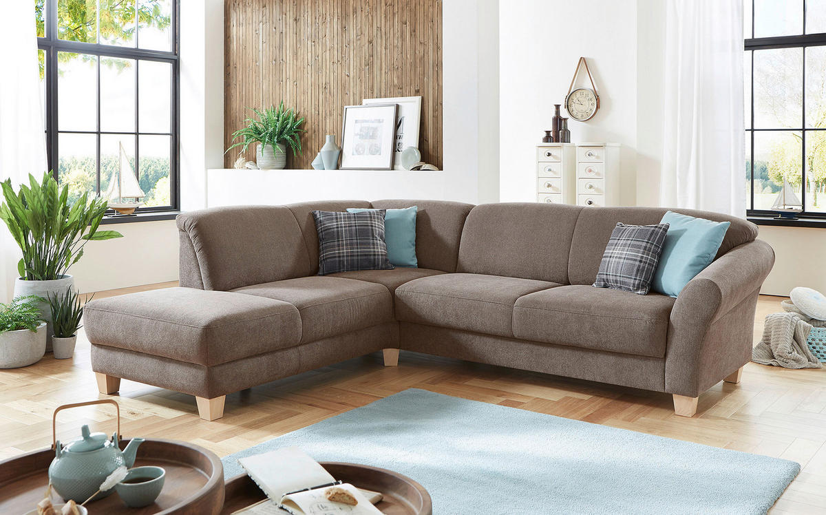 ECKSOFA  in Flachgewebe Taupe  212/257 cm  - Taupe/Naturfarben, KONVENTIONELL, Holz/Textil (212/257cm) - Sit & More