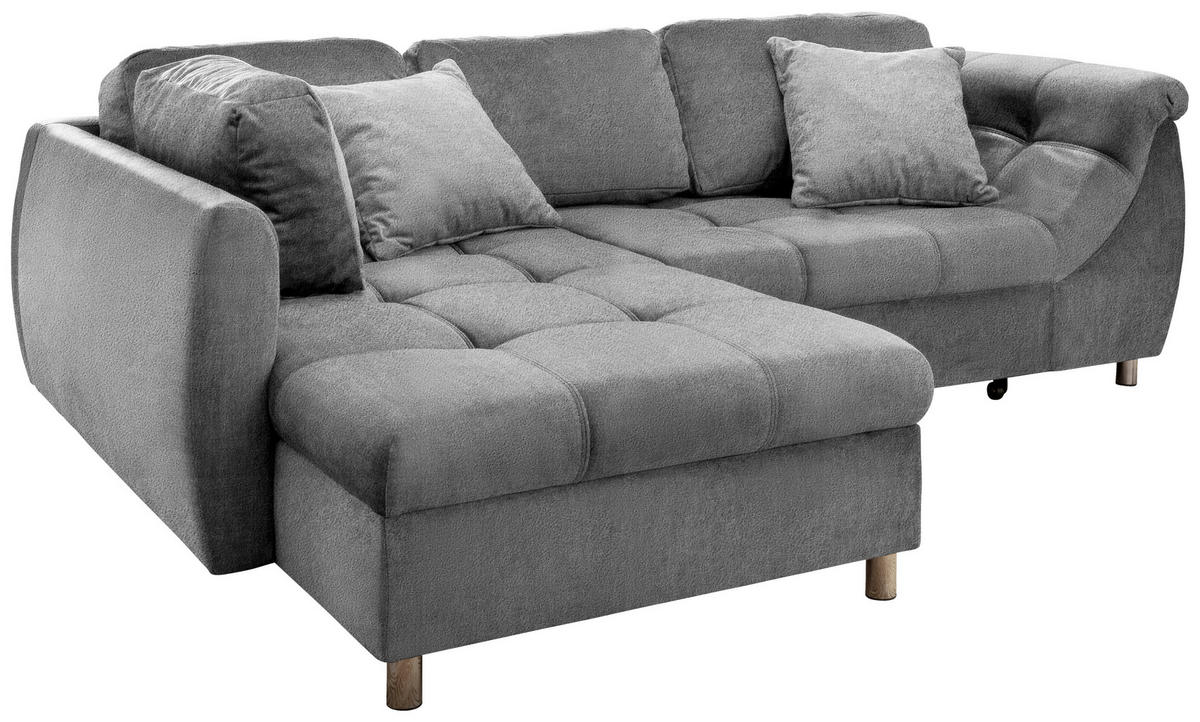 ECKSCHLAFSOFA in Mikrofaser Anthrazit  - Chromfarben/Anthrazit, MODERN, Textil/Metall (190/250cm) - Livetastic