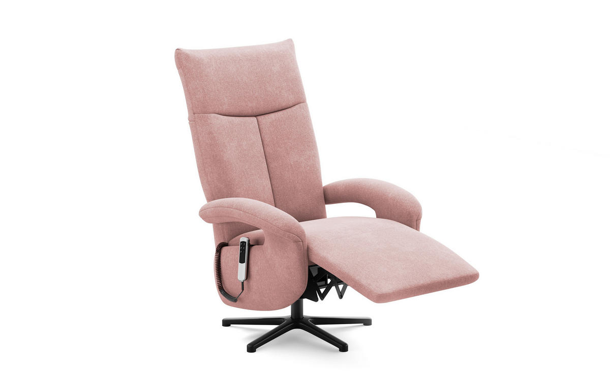 RELAXSESSEL Mikrofaser Kopfteilverstellung, Rücken echt    - Schwarz/Altrosa, MODERN, Textil/Metall (74/112/82cm) - Sit & More