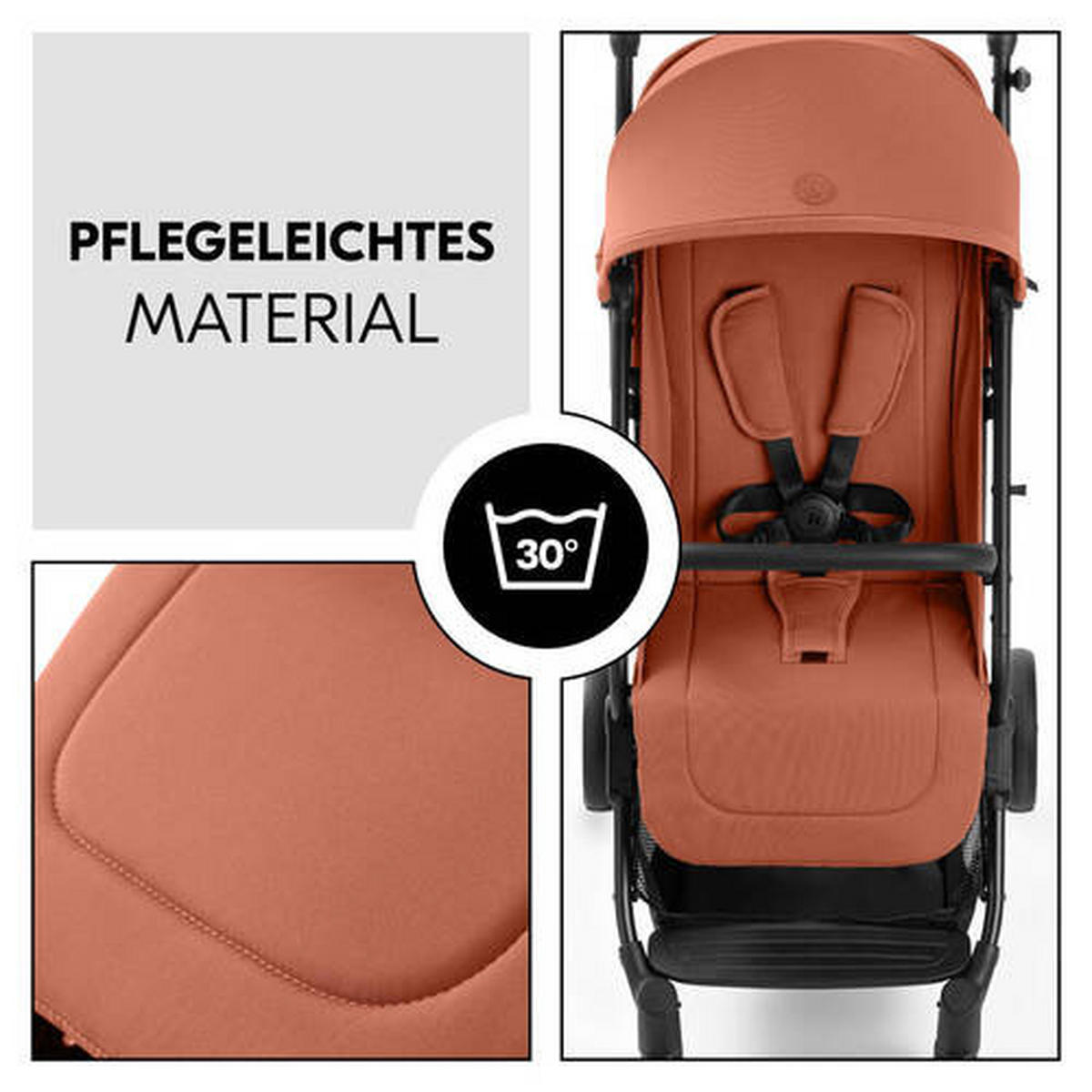 BUGGY TRAVEL N CARE PLUS  - Rostfarben/Schwarz, Basics, Textil/Metall (81/51,5/105cm) - Hauck