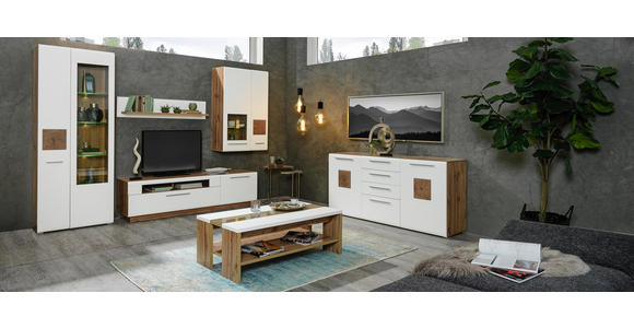 COUCHTISCH in Holzwerkstoff 110/65/40 cm - Eichefarben/Weiß, KONVENTIONELL, Holzwerkstoff (110/65/40cm) - Hom`in