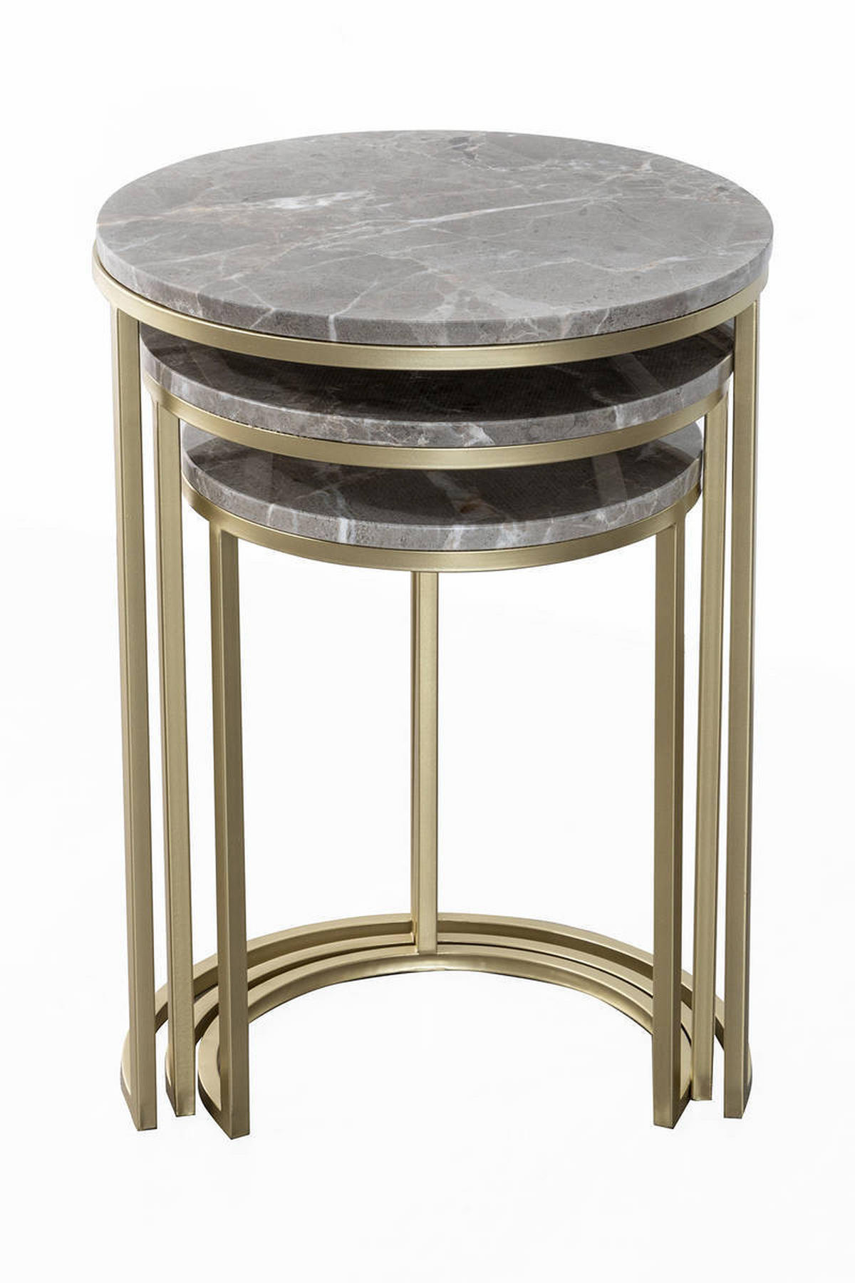 SATZTISCH in Metall, Stein  - Goldfarben/Grau, Trend, Stein/Metall - Kayoom